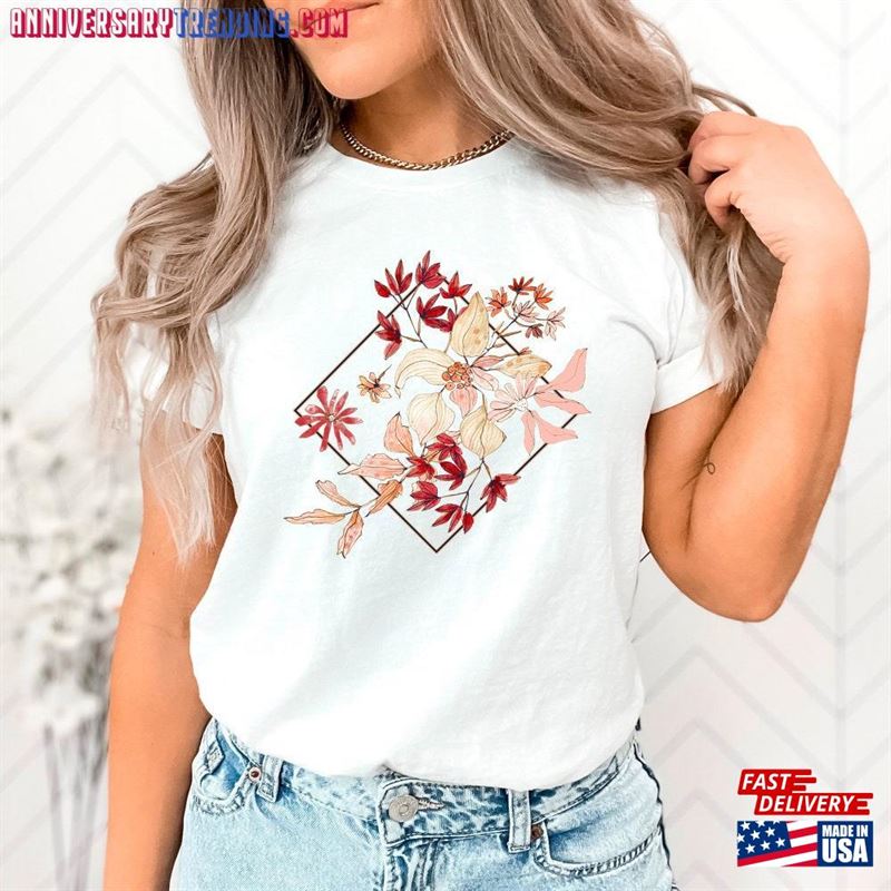 Women’s Watercolor Plants And Flowers Short Sleeve Tee Florals Casual T-Shirt Hand Drawn Botanical Shirt Plus Size Clothing Plant Lover Hoodie Classic – Bipubunny Store