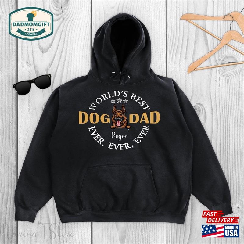 World’s Best Dog Dad Ever Personalized Pet Shirt Gift For Lover Custom Name Hoodie Sweatshirt