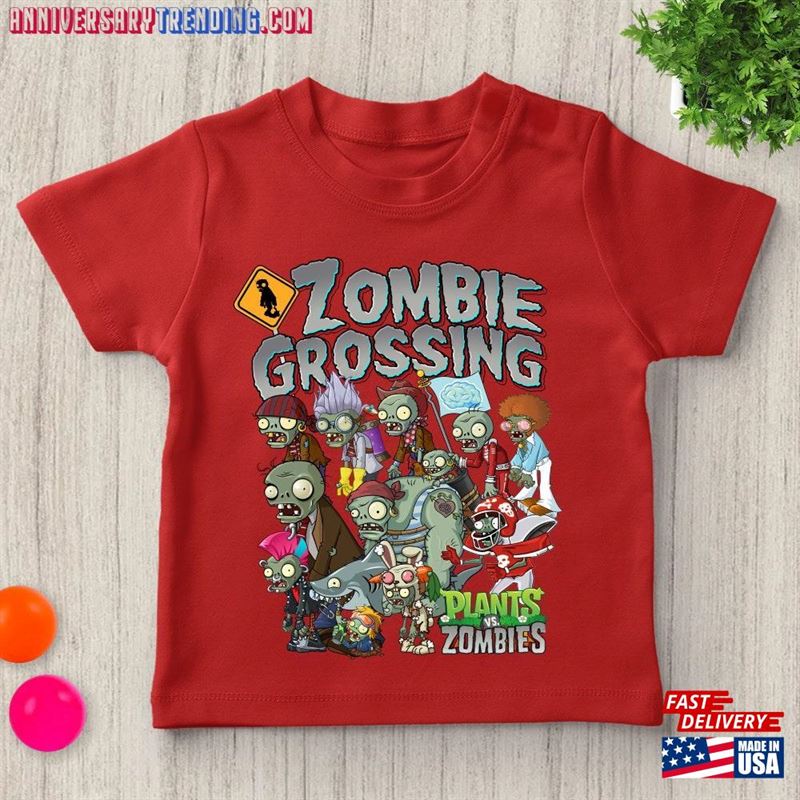 Zombie Grossing Plants Vs Zombies Shirt Halloween Classic Unisex – Bipubunny Store