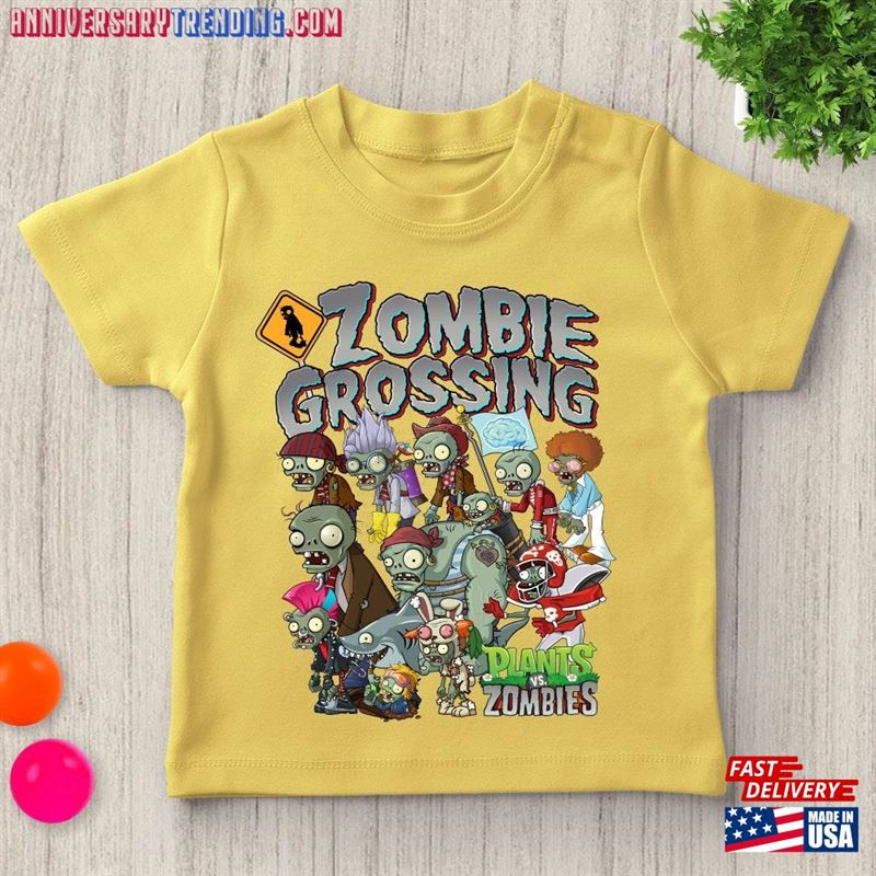 Zombie Grossing Plants Vs Zombies Shirt Halloween Classic Unisex – Bipubunny Store