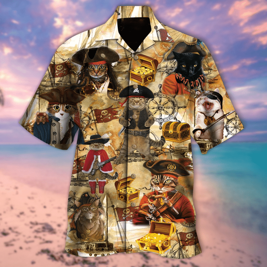 A Treasure Hunting Cat Hawaiian Shirt