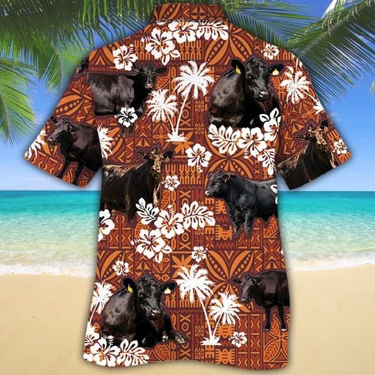 Aberdeen Angus Cattle Red Tribal Hawaiian Shirt