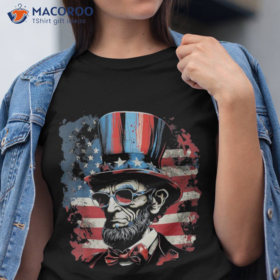 Abraham Lincoln Funny 4th Of July American Flag Usa America Shirt