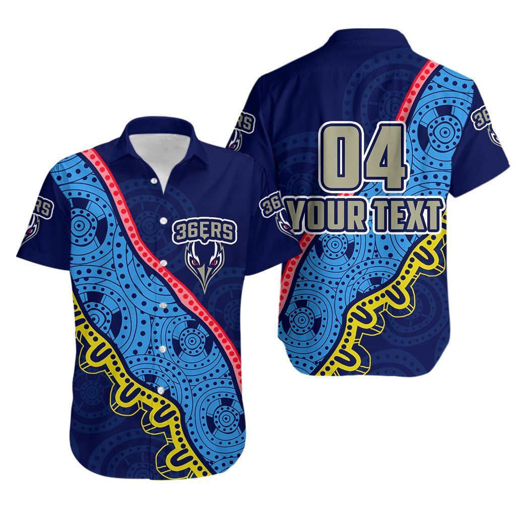 Adelaide 36Ers Indigenous Blue Personalized Custom Name Hawaiian Shirt