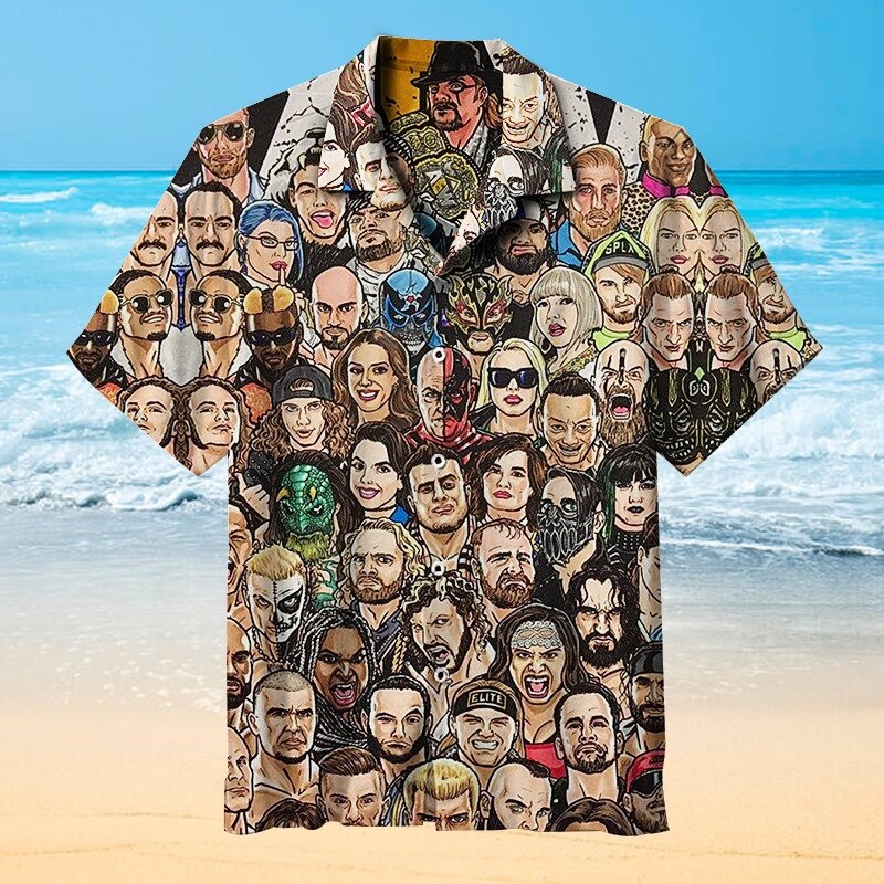 Aew Roster Short Sleeve Hawaiian Shirt