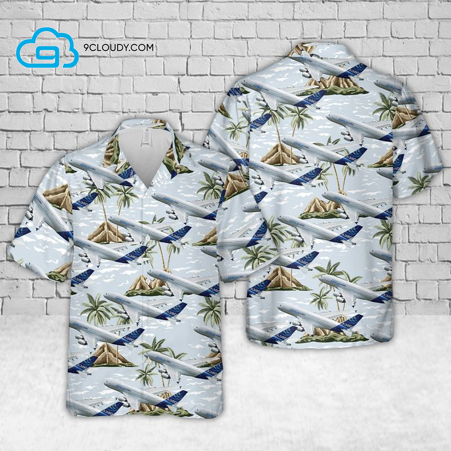 Airbus A380 Palm Tree Full Print Hawaiian Shirt