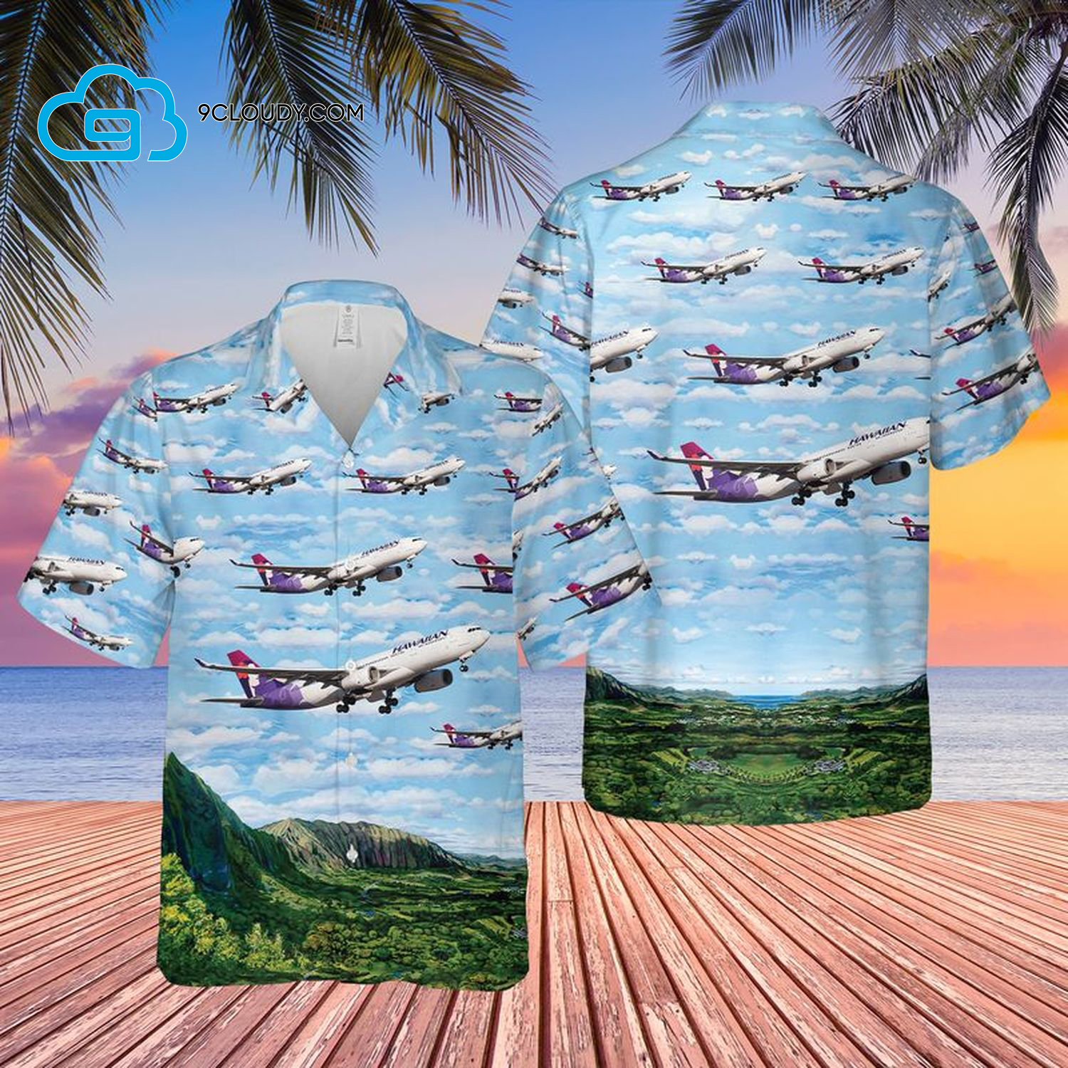 Airlines Airbus A330-243 Full Print Hawaiian Shirt