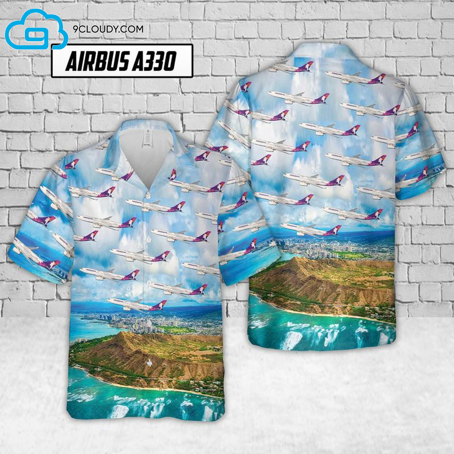 Airlines Airbus A330 In The Sky Full Print Hawaiian Shirt