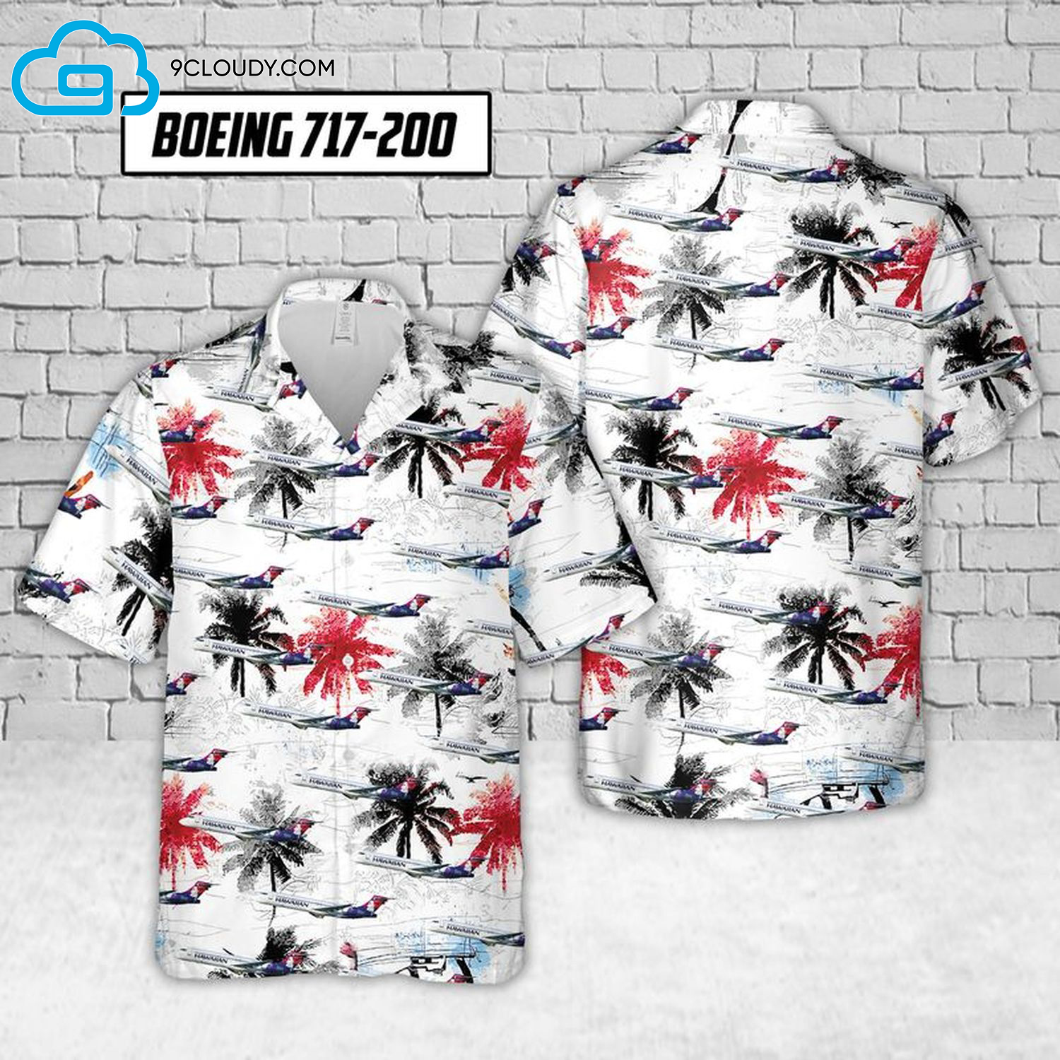 Airlines Boeing 717-200 Palm Tree Hawaiian Shirt