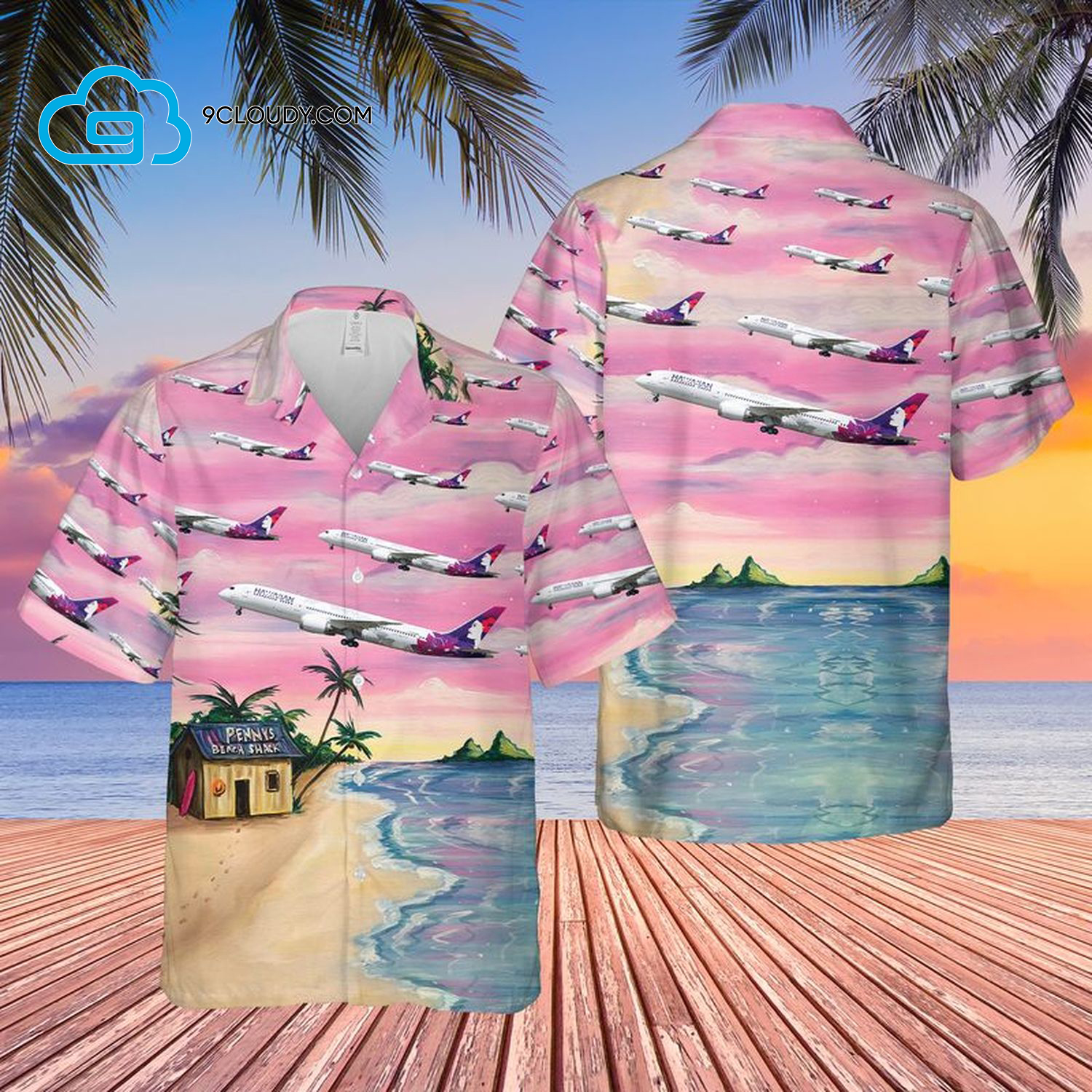 Airlines Boeing 787-9 Dreamliner Full Print Hawaiian Shirt