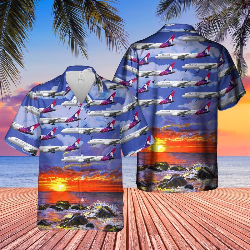 Airlines Boeing 787-9 Dreamliner Short Sleeve Hawaiian Shirt