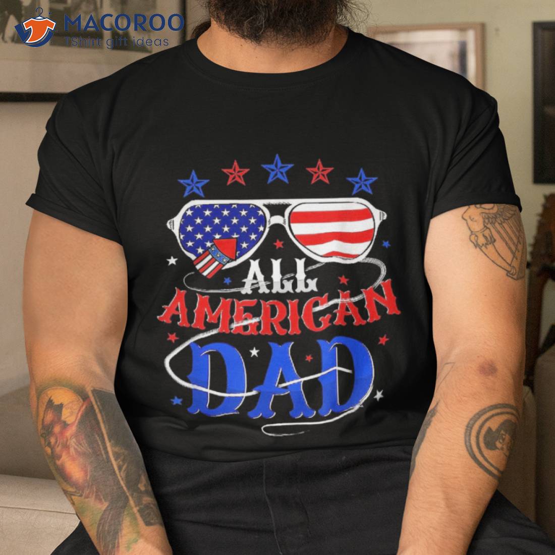 All American Dad Papa Matching Family 4th Of July American Shirt