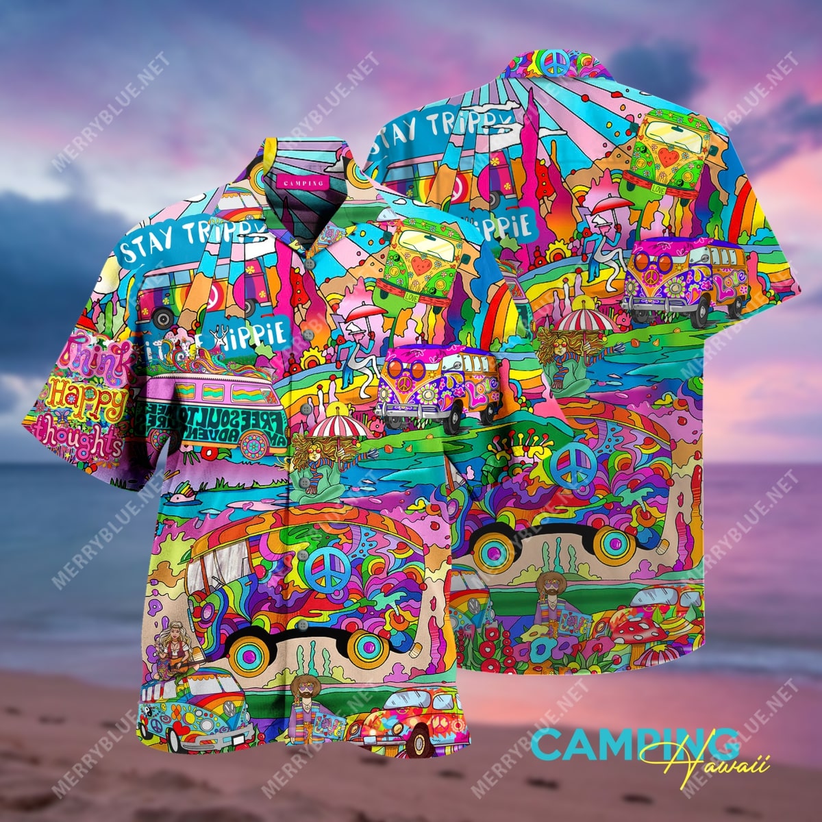 Amazing Hippie Camping All Over Printed Hawaiian Shirt