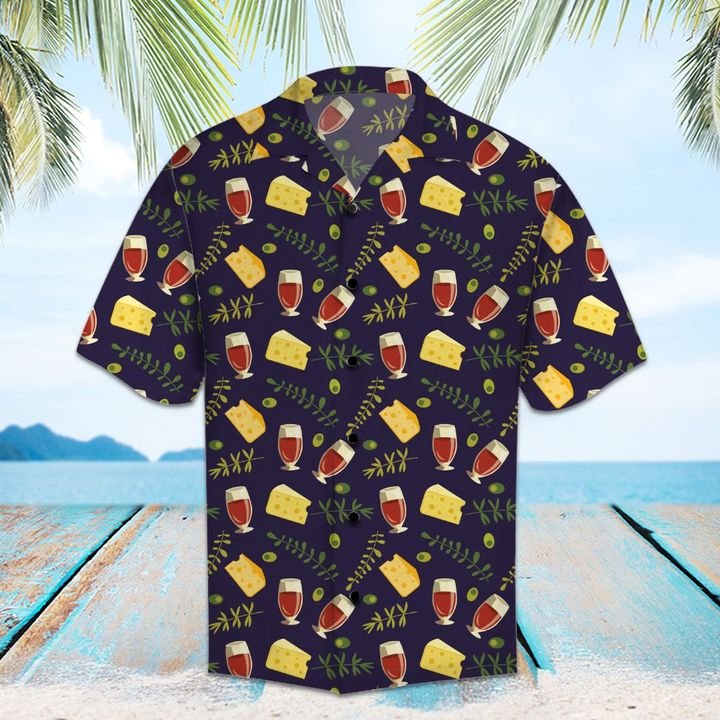 Amazing Red Wine And Cheese Hawaiian Shirt Summer Button Up