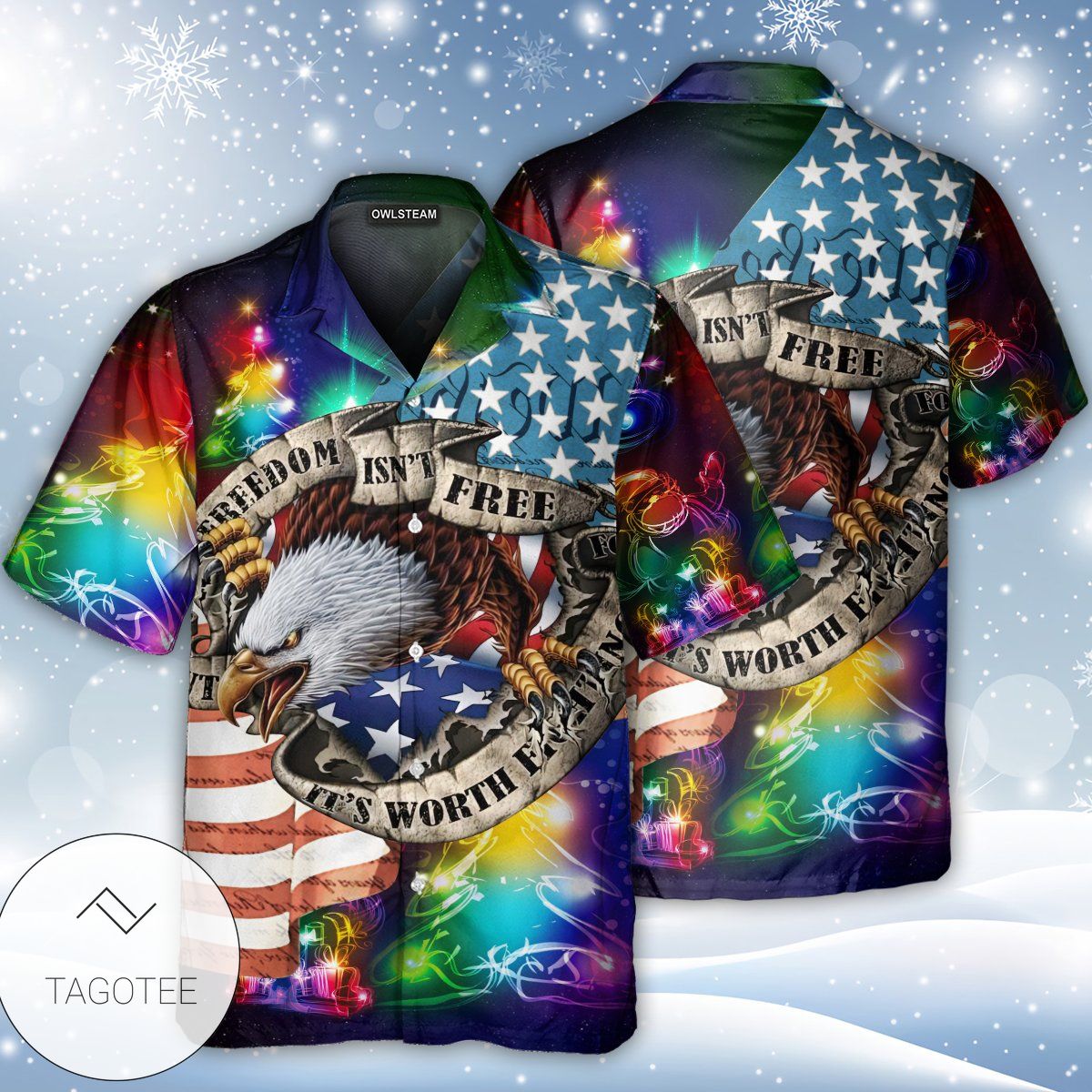 America Freedom Eagle Merry Christmas Hawaiian Shirt