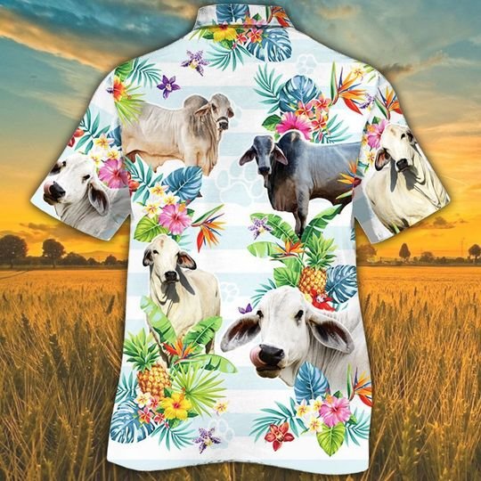 American Brahman Tropical Flower Hawaiian Shirt