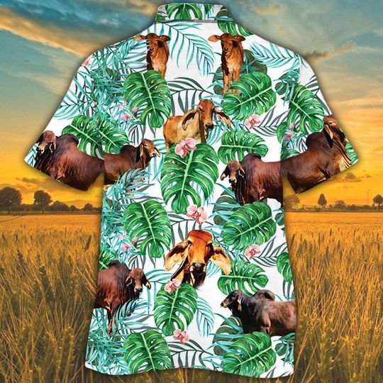 American Brahman Tropical Plants Hawaiian Shirt