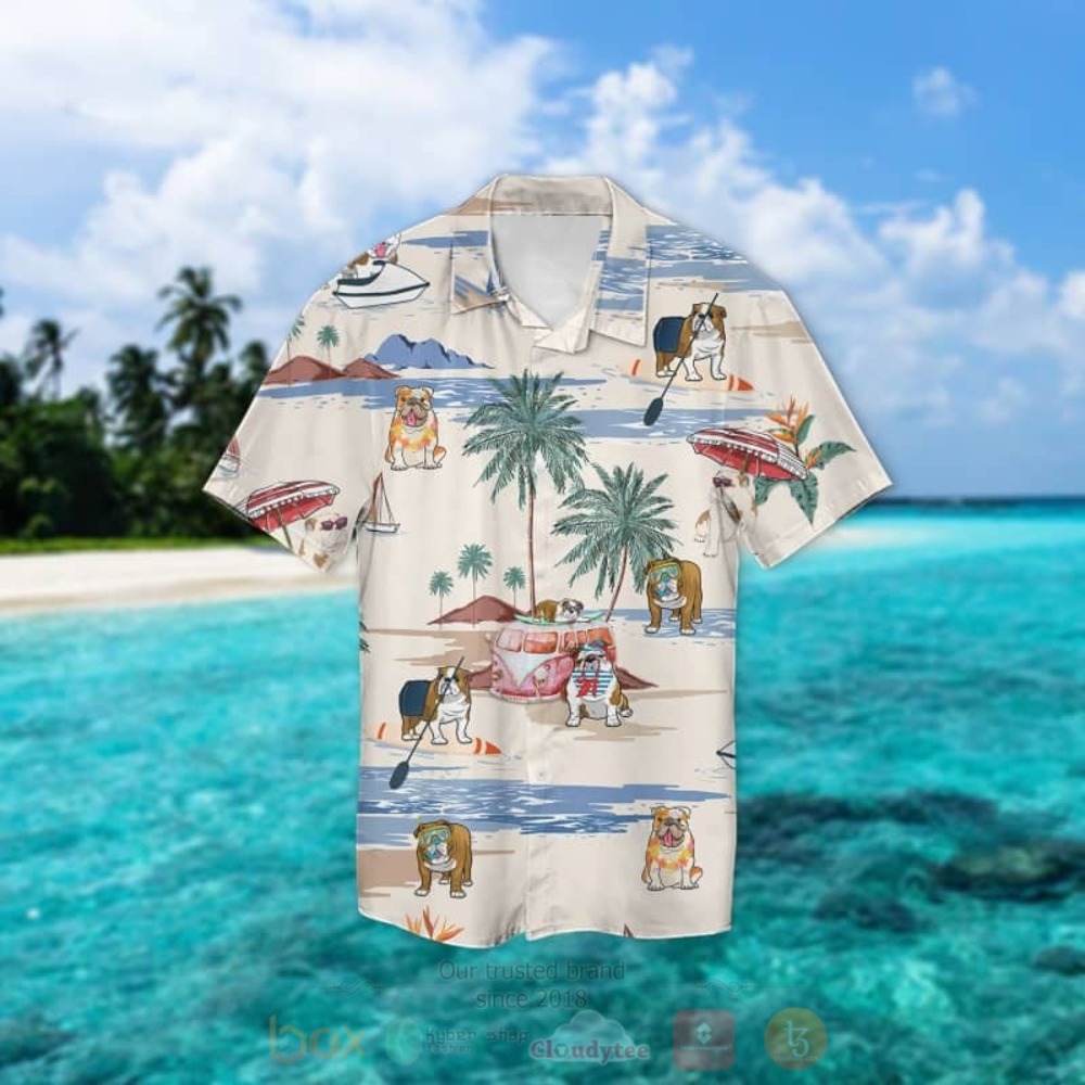 American Bulldog Summer Beach Hawaiian Shirt