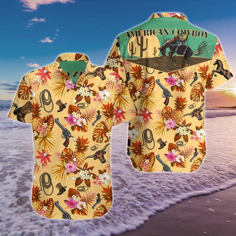 American Cowboy Hawaiian Shirt Summer Button Up