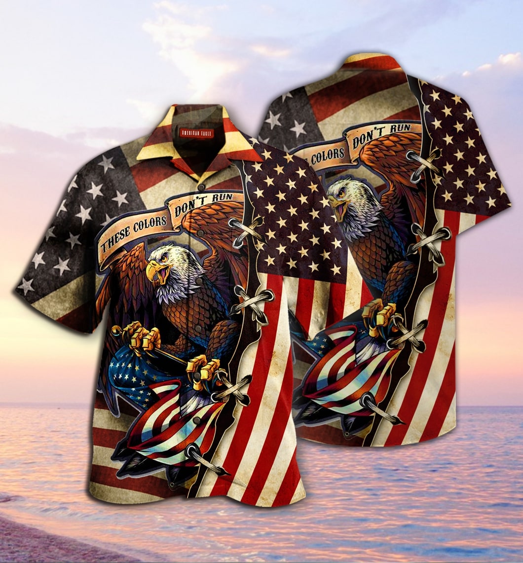 American Eagle Fly Flag Hawaiian Shirt