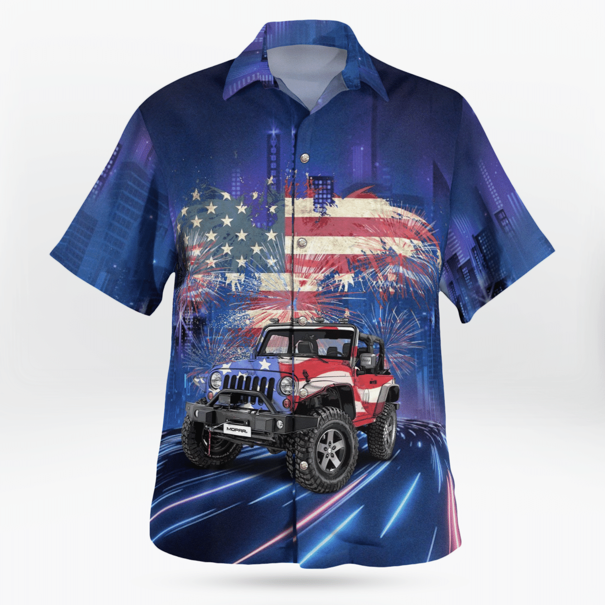 American Flag And Jeep Hawaiian Shirt