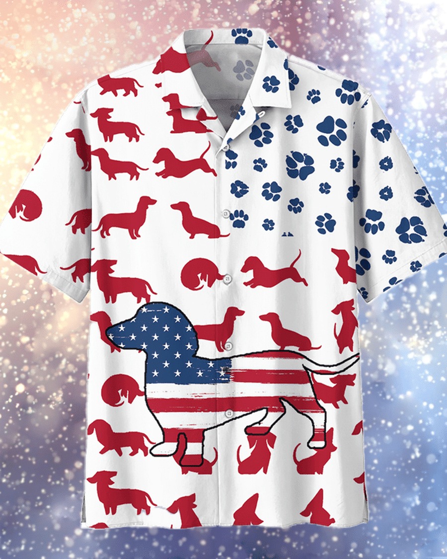 American Flag Dachshund Hawaiian Shirt