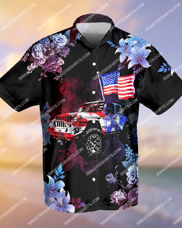 American Flag Jeep All Over Printed Hawaiian Shirt