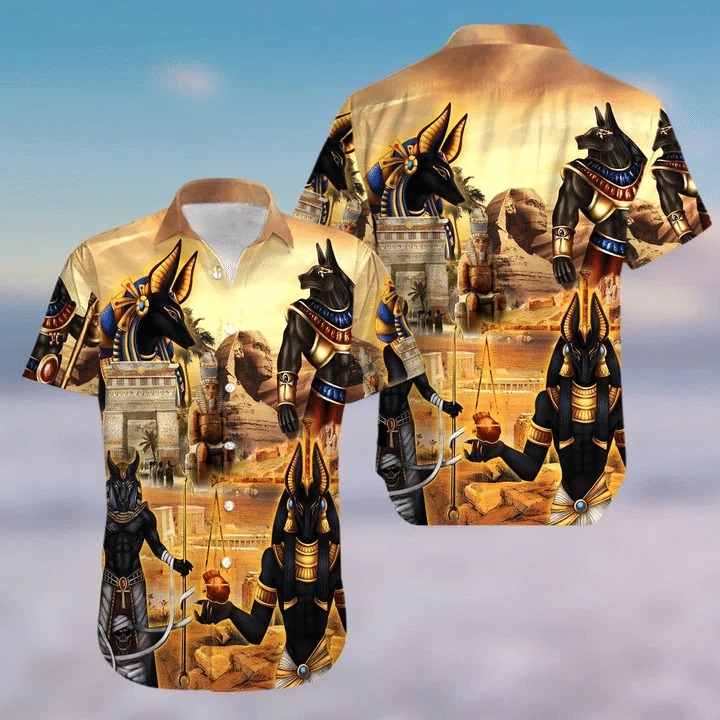 Anubis And The Pyramid Ancient Egypt Hawaiian Shirt