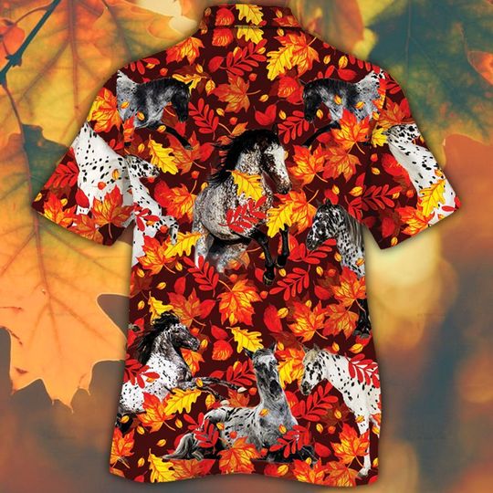 Appaloosa Horse Lovers Autumn Red Leaves Hawaiian Shirt