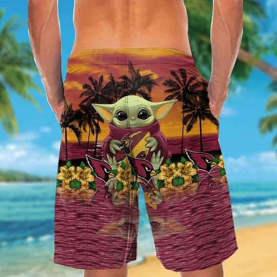 Arizana Cardinals And Baby Yoda Hawaiian Shirt Short