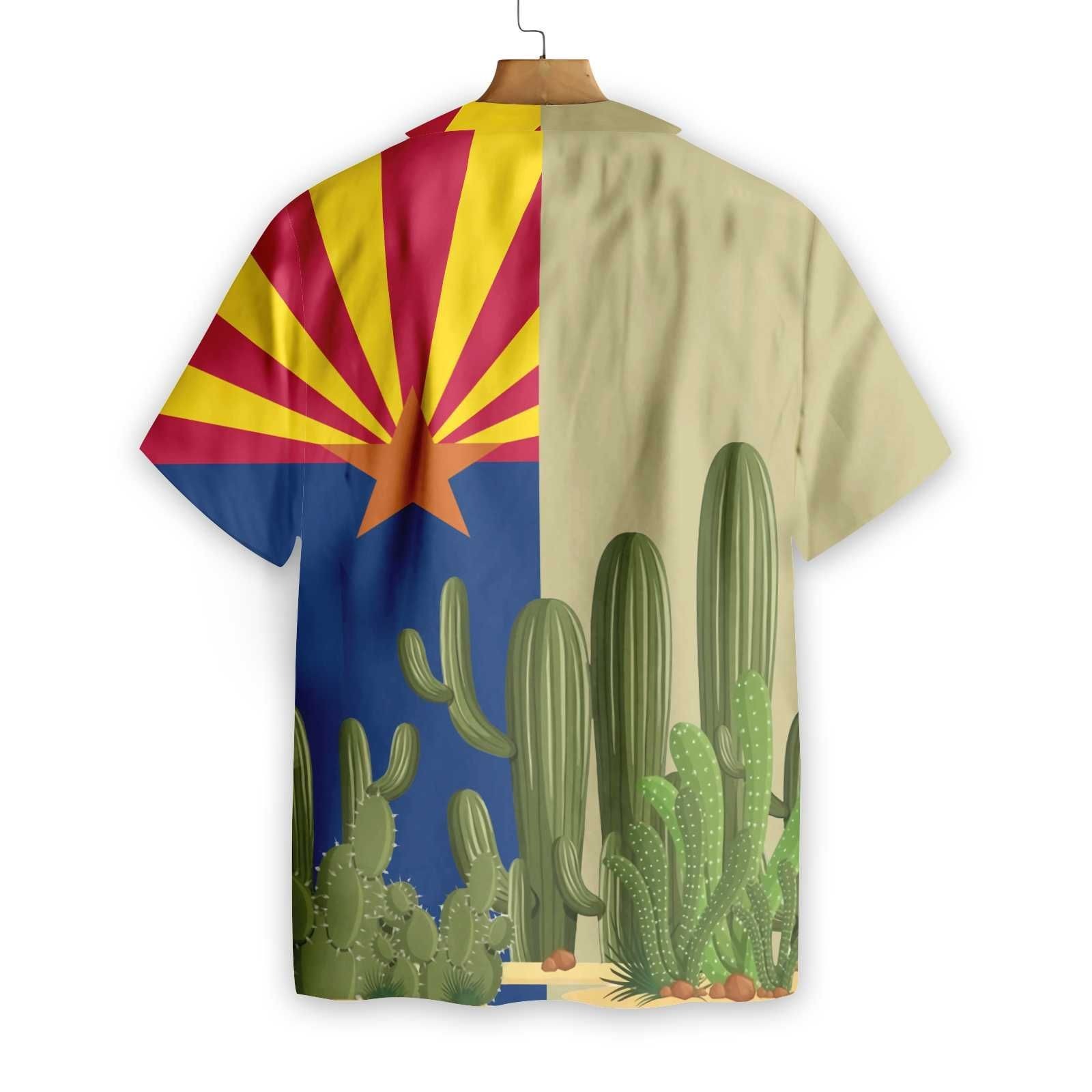 Arizona Flag Cactus Blossom Hawaiian Shirt