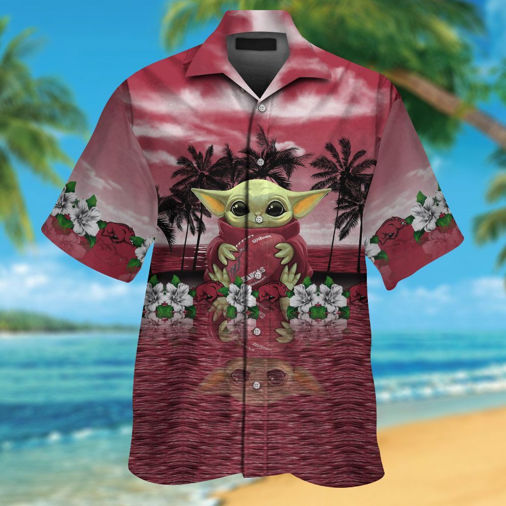 Arkansas Razorbacks & Baby Yoda Hawaiian Shirt Hot Trendy Summer 2024