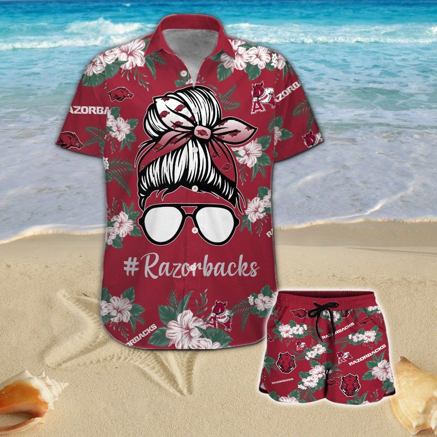 Arkansas Razorbacks Girl Messy Bun Hawaiian Shirt Hot Trendy Summer 2024