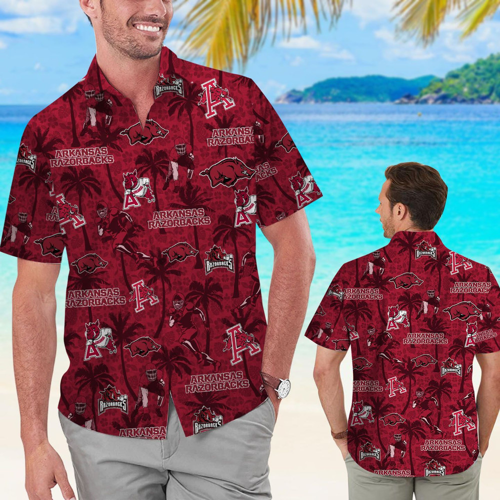 Arkansas Razorbacks Tropical Beach Coconut Tree Hawaiian Shirt Hot Trendy Summer 2024