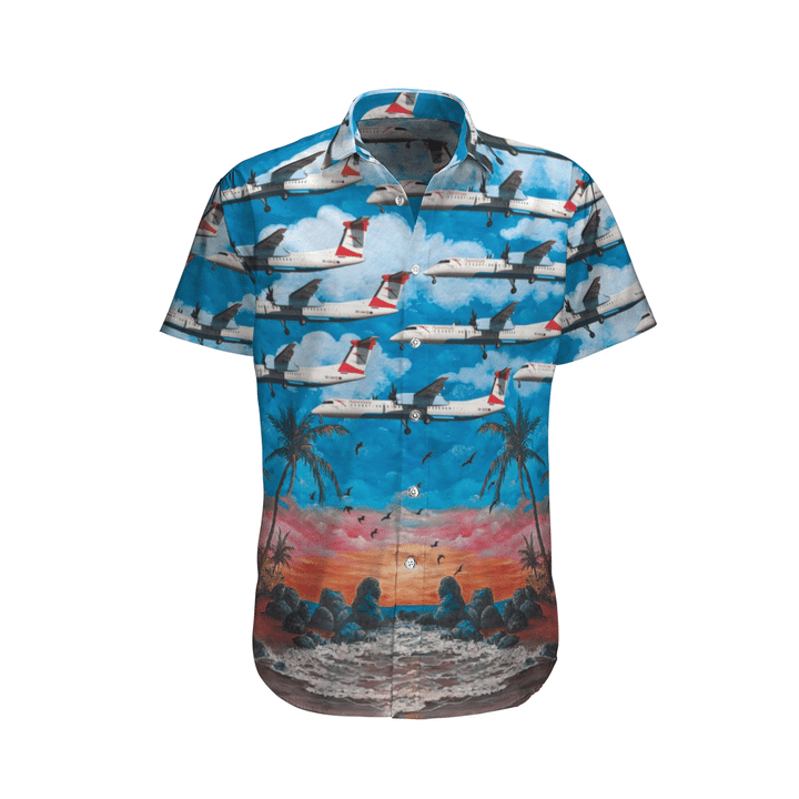 Austrian Airlines Bombardier Dhc 8 402 Q400 Hawaiian Shirt