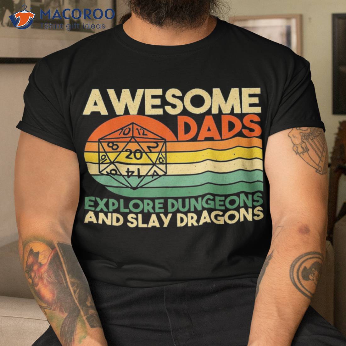 Awesome Dads Explore Dungeons Dm Rpg Dice Dragon Shirt