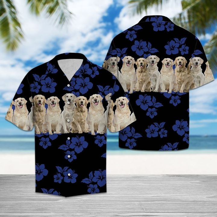 Awesome Golden Retriever Hawaiian Shirt Summer Button Up