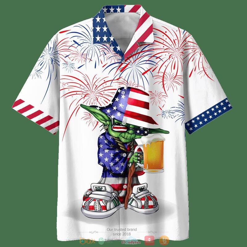 Baby Yoda Star Wars With Beer America Hawaiian Shirt