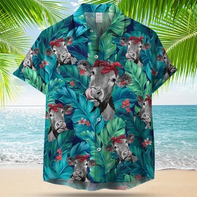 Badana Cow Leafy Hawaiian Shirt