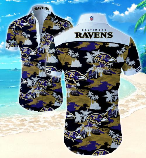 Baltimore Ravens Coconut Tree Hawaiian Shirt Summer Button Up