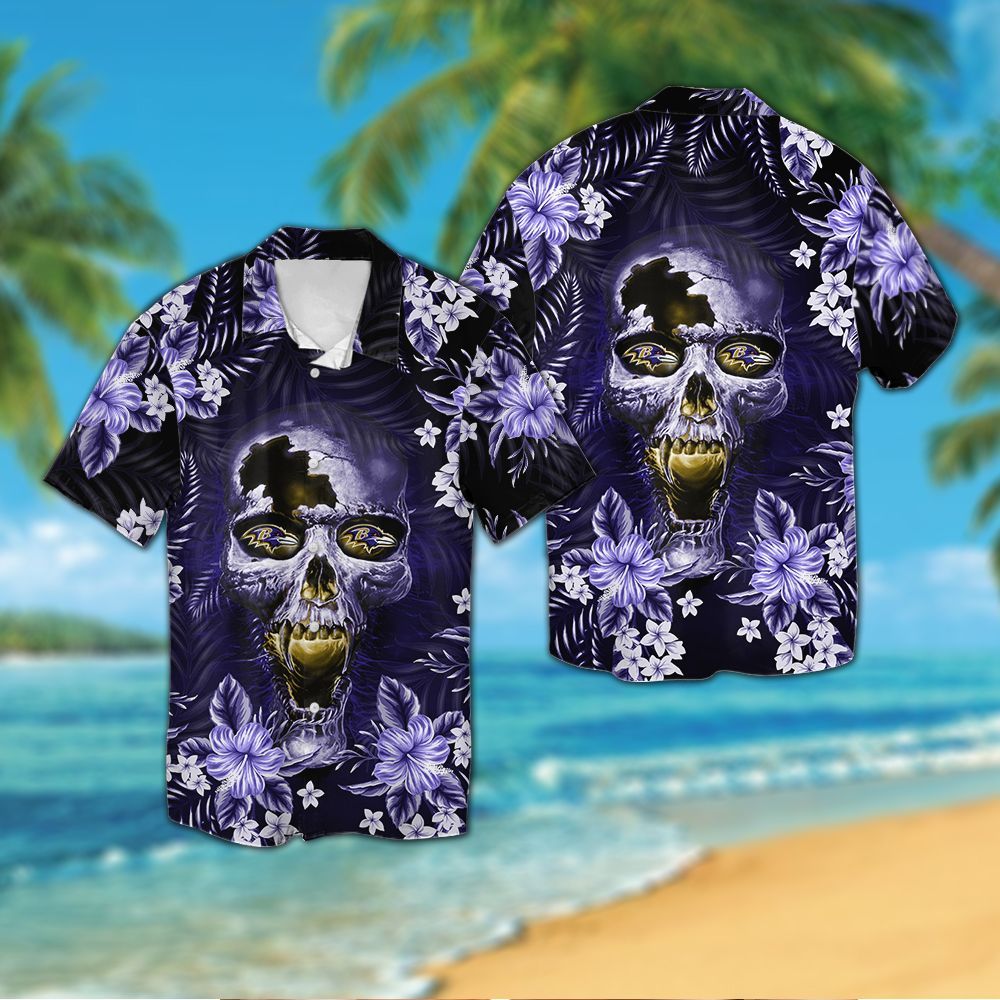 Baltimore Ravens Skull Hawaiian Shirt Hot Trendy Summer 2024