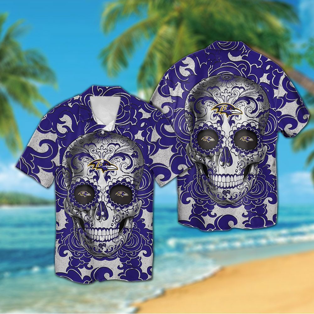 Baltimore Ravens Sugar Skull Hawaiian Shirt Hot Trendy Summer 2024