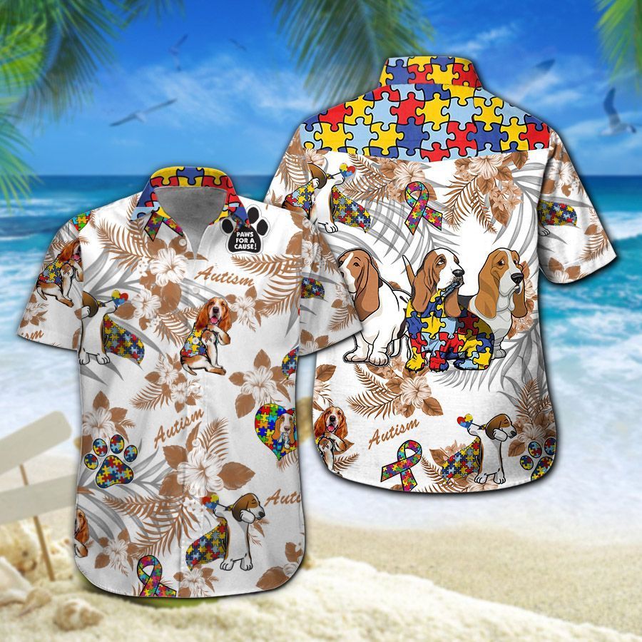 Basset Hound Autism Hawaiian Shirt Summer Button Up