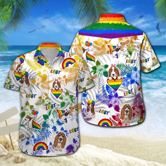 Basset Hound Lgbt Hawaiian Shirt Summer Button Up