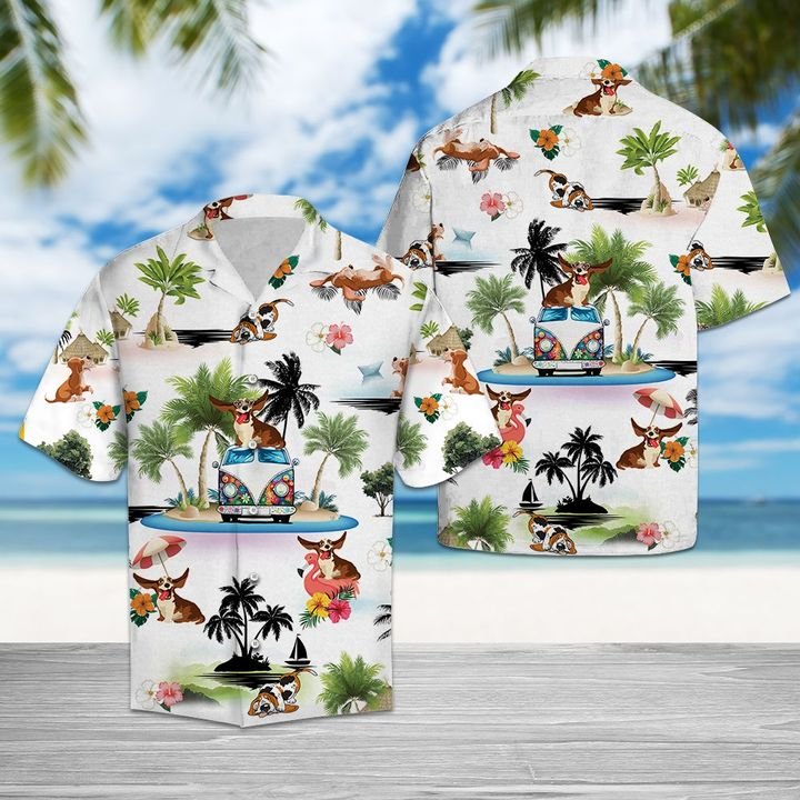 Basset Hound Vacation Hawaiian Shirt Summer Button Up