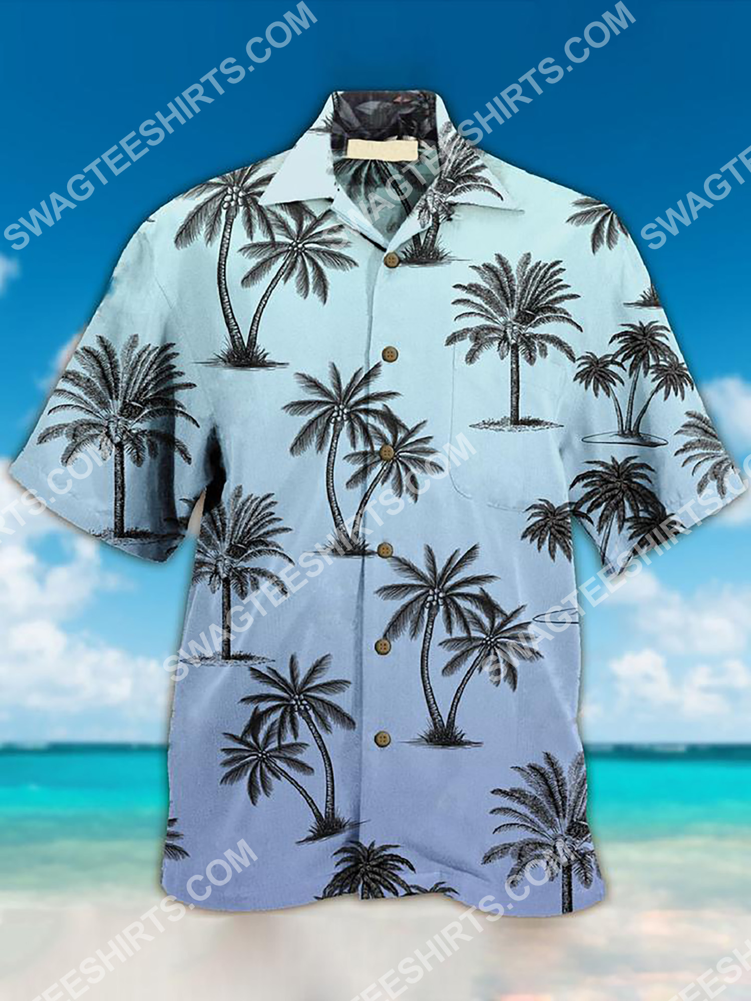 Beach And Coconut Tree All Over Printing Hawaiian Shirt