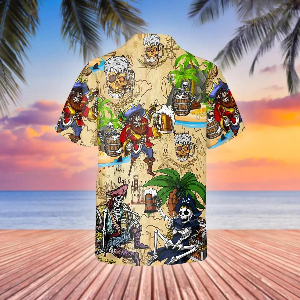 Beach Party Pirates Captain Skeleton Beer Skull Hawaiian Shirt – Best Clothing For You