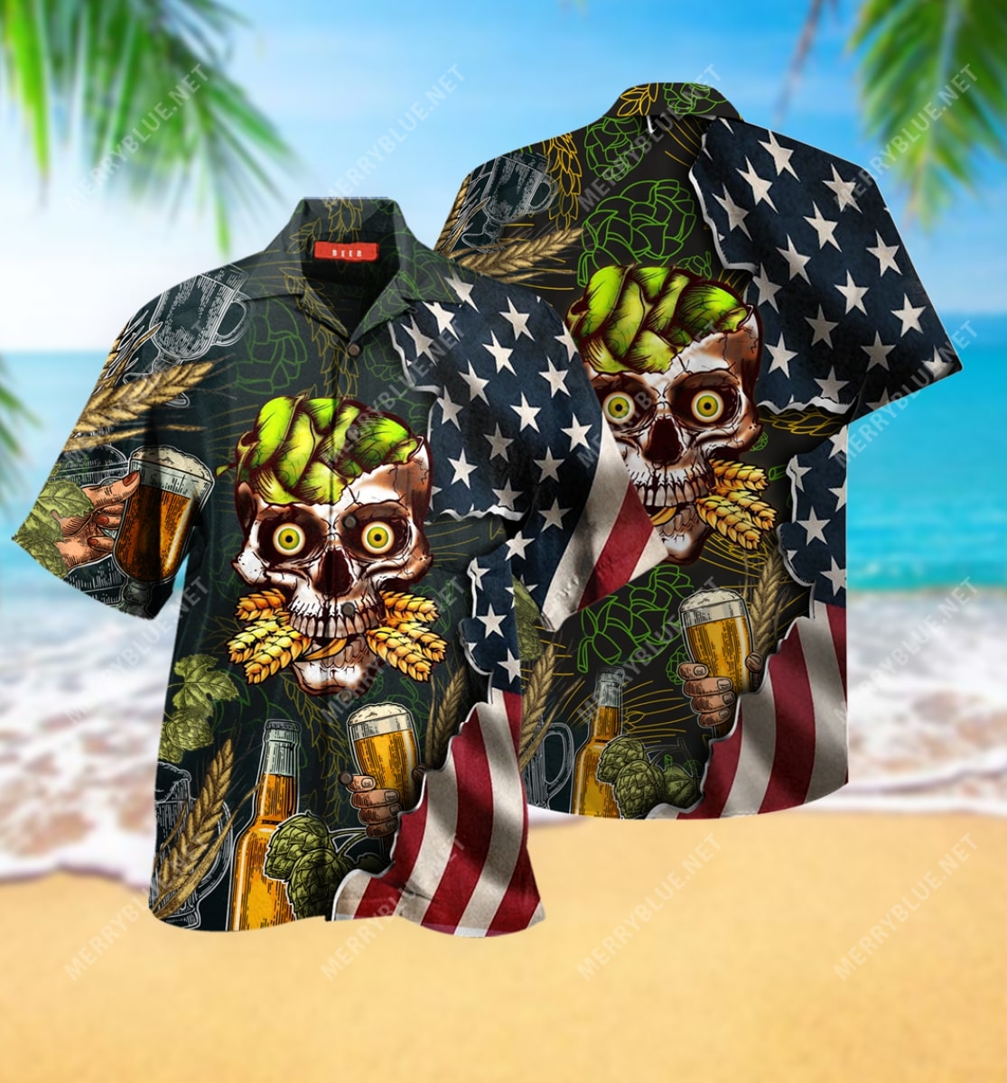 Beer Skull Party All Over Printed Hawaiian Shirt