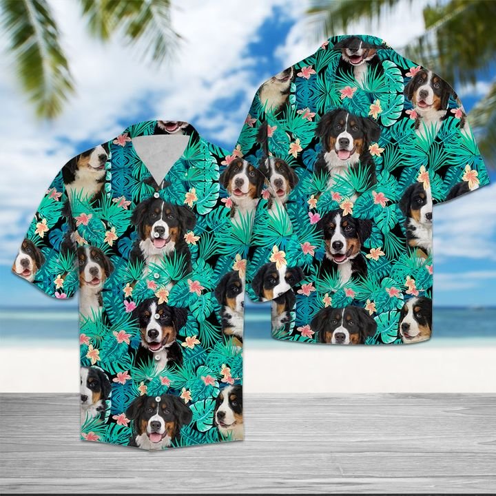 Bernese Mountain Dog Tropical Hawaiian Shirt Summer Button Up