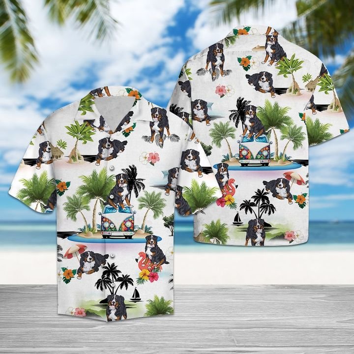 Bernese Mountain Dog Vacation Hawaiian Shirt Summer Button Up